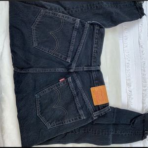 Black Denim Distressed Levi Jeans